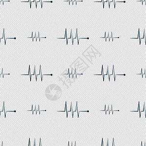 心电图监测符号图标 心脏击打符号 无缝抽象背景和几何形状诊断有氧运动标签心脏病学医疗框架按钮质量海浪令牌背景图片