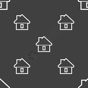 房屋图标符号 灰色背景上的无缝图案艺术网络标签创造力界面主页房子徽章插图角落背景图片