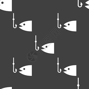 捕捉图标符号 在灰色背景上的无缝模式运动池塘活动冒险爱好森林浮标漂浮物挑战假期背景图片