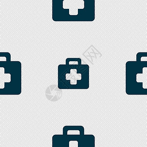 急救箱图标符号 无缝图案与几何纹理健康事故紧迫感帮助药品情况药店医生保健疼痛背景