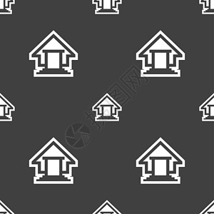 房屋图标符号 灰色背景上的无缝图案海豹界面主页徽章互联网建筑网站插图创造力房子背景图片