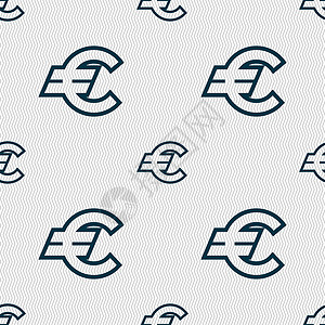 欧元标识欧元图标符号 无缝图案与几何纹理邮票标识艺术手提包创造力徽章市场货币海豹现金背景