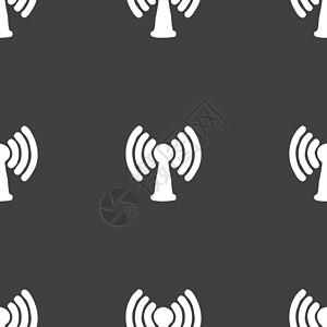 无线充电图标Wifi 互联网图标标志 灰色背景上的无缝图案想法冲浪电子网络电脑网站全球民众广播信号背景