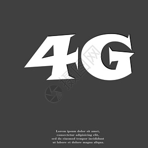 4G 图标符号 Flat 现代网络设计 有长阴影和文字空间框架质量数据互联网插图按钮标签标准电话邮票背景图片