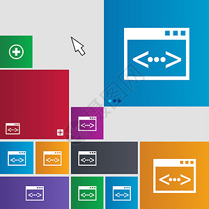代码符号图标 程序员符号 一组有色按钮插图风格角落导航数据语言海豹令牌创造力徽章背景图片