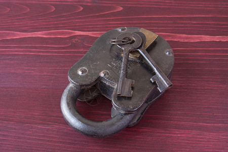 旧时装锁和钥匙安全锁孔挂锁金属古董高清图片