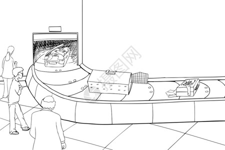 Carousel上损坏行李包的轮廓背景图片
