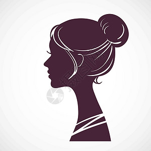 女性头部的轮光色发型美丽插画
