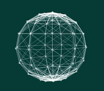 Wireframe 多边形元素矢量插图网络原子圆圈白色线条全球格子技术数据医疗背景图片