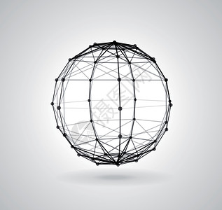 Wireframe 多边形元素矢量插图格子网络线条医疗白色原子全球数据技术圆圈背景图片