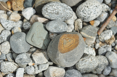 石头切片中的心脏形状背景图片