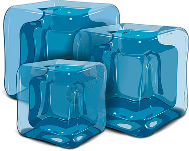 三个冰块蓝色水晶立方体白色背景图片