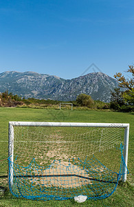手球球门足球在山上的目标背景