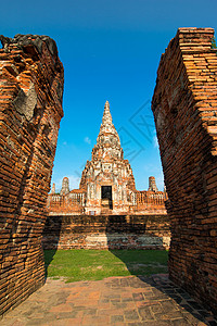 盛世华诞是泰国Ayutthaya历史公园的一座佛教寺庙纪念馆盛世纪念碑天空建筑物旅行旅游宗教雕塑历史背景