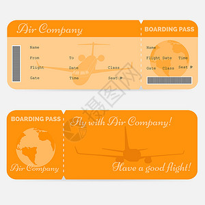 航班信息以白色背景孤立的橙色票单白底机票(A/AC 96/990 第6页)设计图片