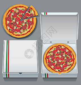 披萨盒子披萨和盒子插画