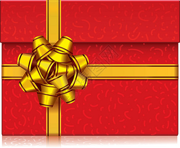 带弓的红礼盒礼物丝带黄色领结庆典红色生日背景图片