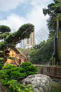 C 香港南里安花园的绝对完美之馆场景宝塔地标佛教徒公园花园城市市中心寺庙旅行背景图片