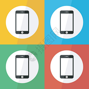 不同颜色背景的触摸屏幕智能电话图标(平板设计)背景图片