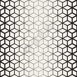 六角形标贴无矢量接缝黑色和白色罗姆布 几何半通度梯度线模式插画