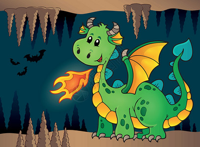 火焰之龙素材绿色快乐龙的洞穴设计图片