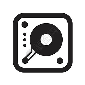 点唱机可翻转音乐图标专辑流行音乐留声机声学迪厅标签转盘塑料配乐歌曲插画