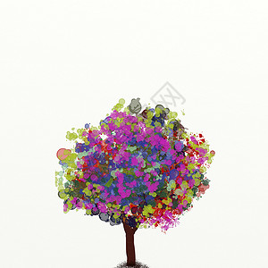 水彩花飞溅艺术色彩树日墨水油漆颜色插图背景图片