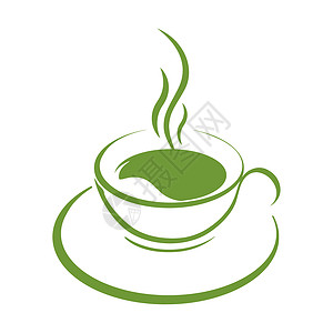 咖啡杯茶杯图标茶杯图标绿色杯子厨房酒吧红茶白色购物咖啡店插图饮料叶子背景