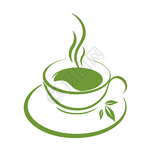 茶杯图标绿色酒吧店铺杯子菜单白色购物叶子咖啡店饮料食物背景