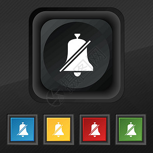 无铃 禁止图标符号 用于设计设计的黑纹理上一套五色 时髦的按钮 矢量背景图片