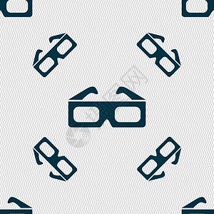剧院图标3d 眼镜图标标志 具有几何纹理的无缝模式 韦克托纸板电影反射立体镜娱乐技术乐趣艺术民众立体声设计图片