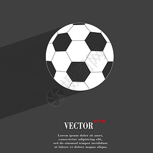 足球符号 使用长阴影和文字空间的平坦现代网络设计 矢量背景图片