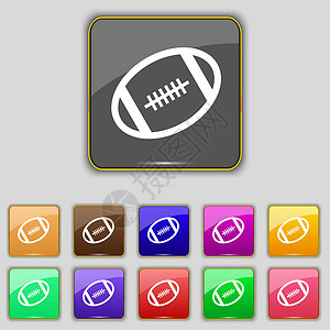 美国足球图标符号 设置为您网站的11个彩色按钮 矢量团队游戏闲暇橄榄球运动插图背景图片