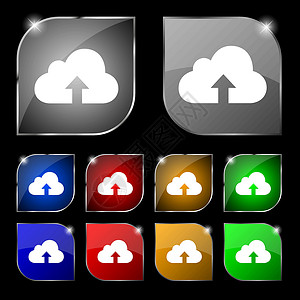 备份图标符号 一组有光亮的十色按钮 矢量驾驶贮存数据插图数据库服务红色安全文件夹计算背景图片