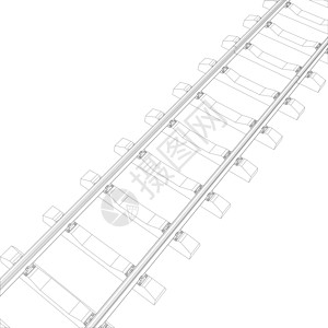 白线上的铁路小路旅行运输插图电车轨枕白色轨道航程火车背景图片