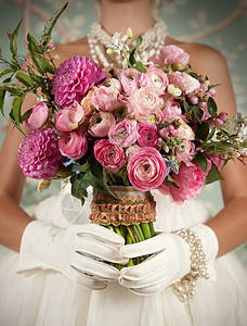 盛着美丽布束的立体新娘背景图片