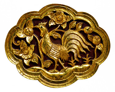 木制雕刻的动物 油漆的黄金工艺框架玫瑰宏观木板文化木头木材雕刻建造背景图片