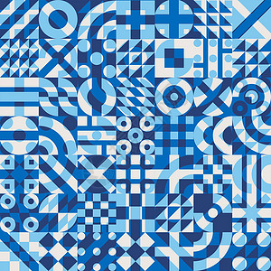 无白梭子鱼无矢量密封无矢量接缝蓝白颜色重叠非常规几何区块 Quilt 模式插画