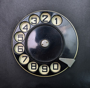 古老的拨号磁盘电话黑色塑料旋转光盘数字仪器背景图片