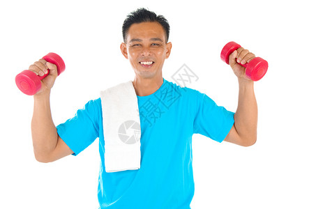 手重量亚洲男子训练精力成人马来语班级运动男生白色健身房损失背景