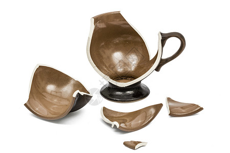 碎陶瓷破碎的咖啡杯 孤立在白色背景上 有剪片p饮料拿铁早餐拆除制品咖啡陶瓷餐具碰撞厨房背景