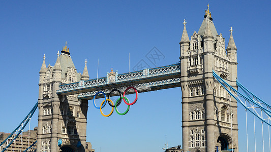 奥运会五环伦敦塔桥 带有奥林匹克环背景