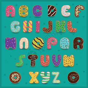 甜甜圈字体字母顺序甜甜圈插画