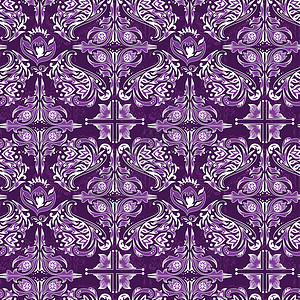 紫色达马斯克模式的白色插画