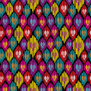 波卡特佩乌兹别克斯坦形态黑色红色纺织品几何学插图艺术打印粉色装饰品风格插画