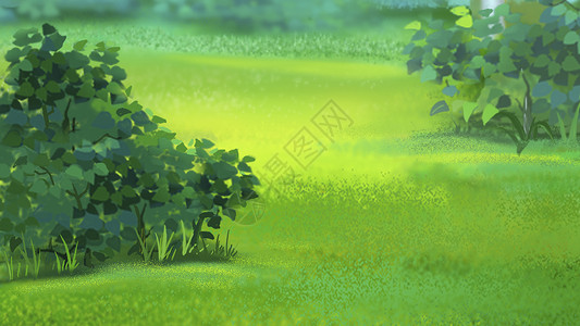 草地中的草原绿色明信片卡通片插图动画片部件灌木丛背景图片