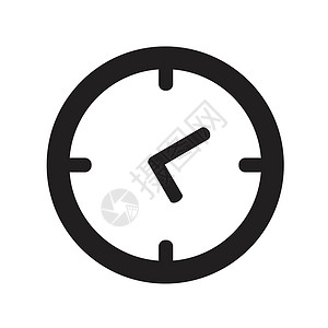 矢量黑钟图标拨号商业白色圆形圆圈手表计时器小时背景图片