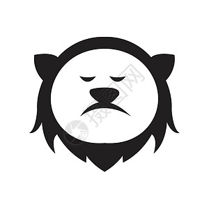 狮子LOGO狮子标头Logo Head漫画风格统治黑色自豪贵族食肉吉祥物鬃毛白色力量动物插画