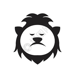 狮子LOGO狮子标头Logo Head漫画风格吉祥物统治力量标识标志自豪贵族哺乳动物黑色鬃毛插画