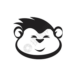 猴子头图标矢量插图动物胜利木偶动物园丛林乐趣荣耀广告资质插画